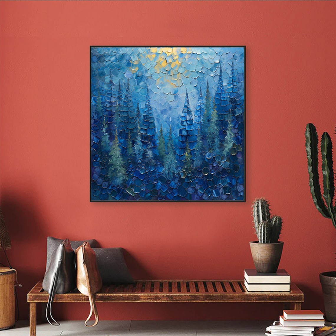 Blue Forest 3D Abstract Landscape Art Print, Custom - Image 3