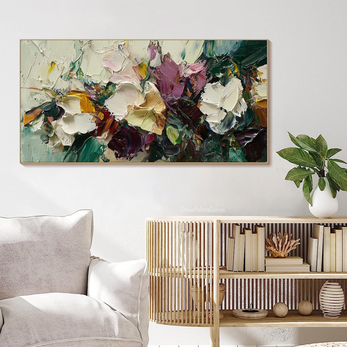 Abstract Palette Knife Floral Art Print, Boho Decor - Image 2