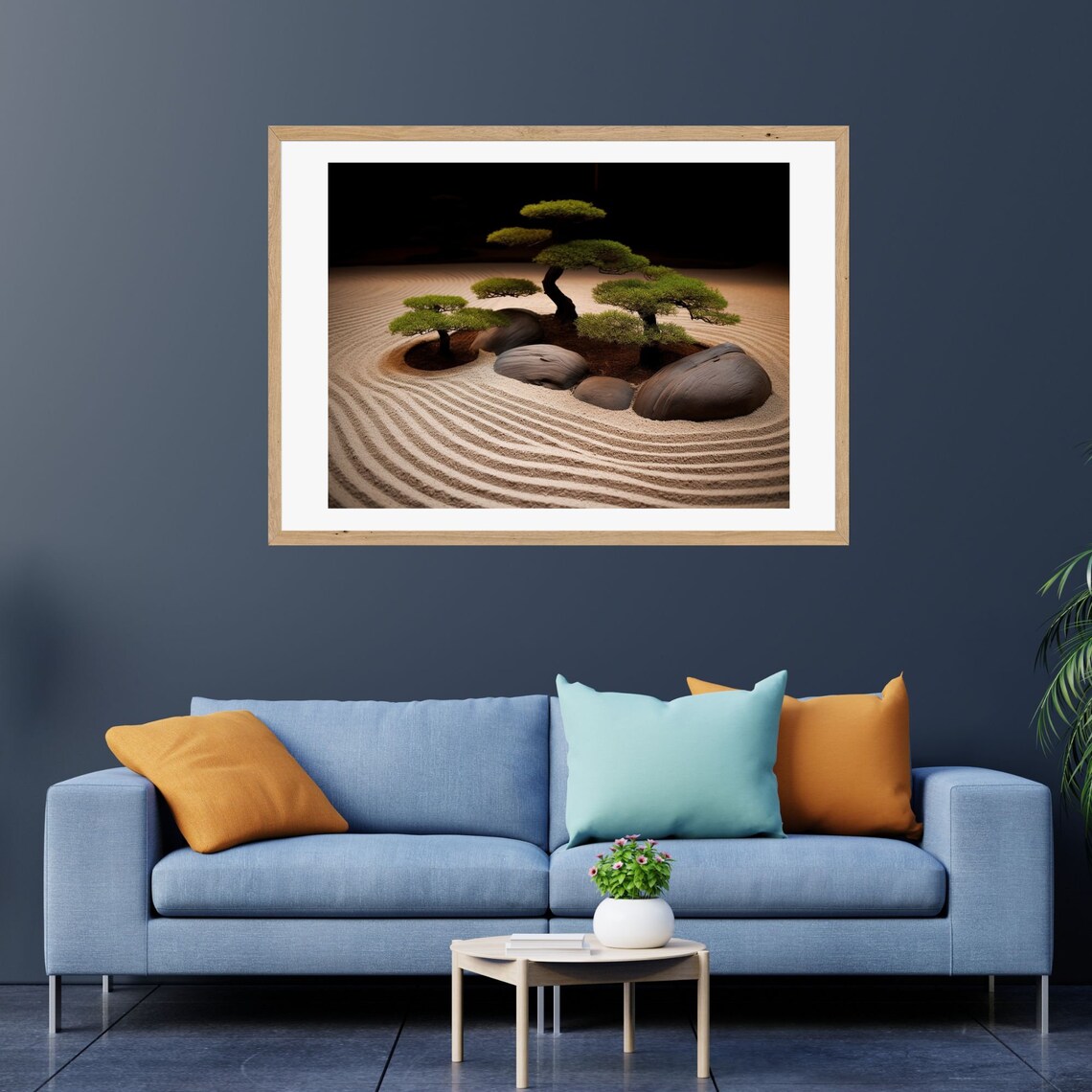 Bonsai Trees and Stones in a Raked Sand Zen Garden Scene Poster - Image 3