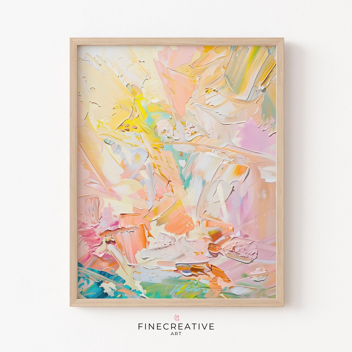 Colorful Pastel Abstract Impasto Painting Vibrant Joyful Wall Poster