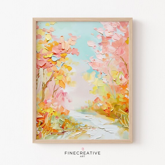 Pastel Abstract Floral Stream Soft Impasto Painting Art Poster