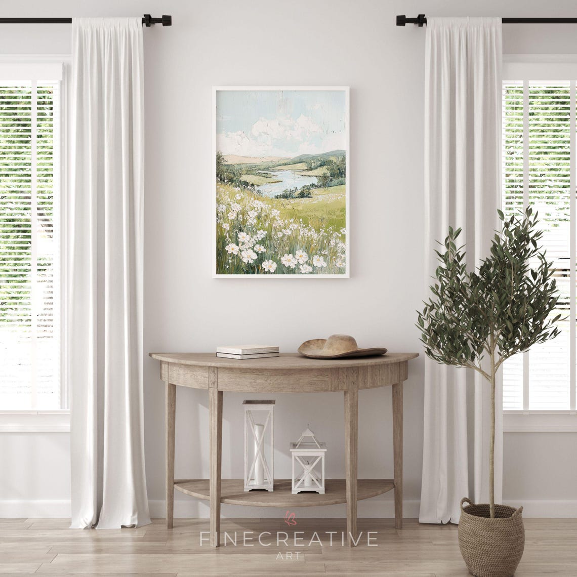 River Landscape Print Spring Painting Wall Art Vintage Spring Meadow Art Countryside Art Print G58 - Image 2