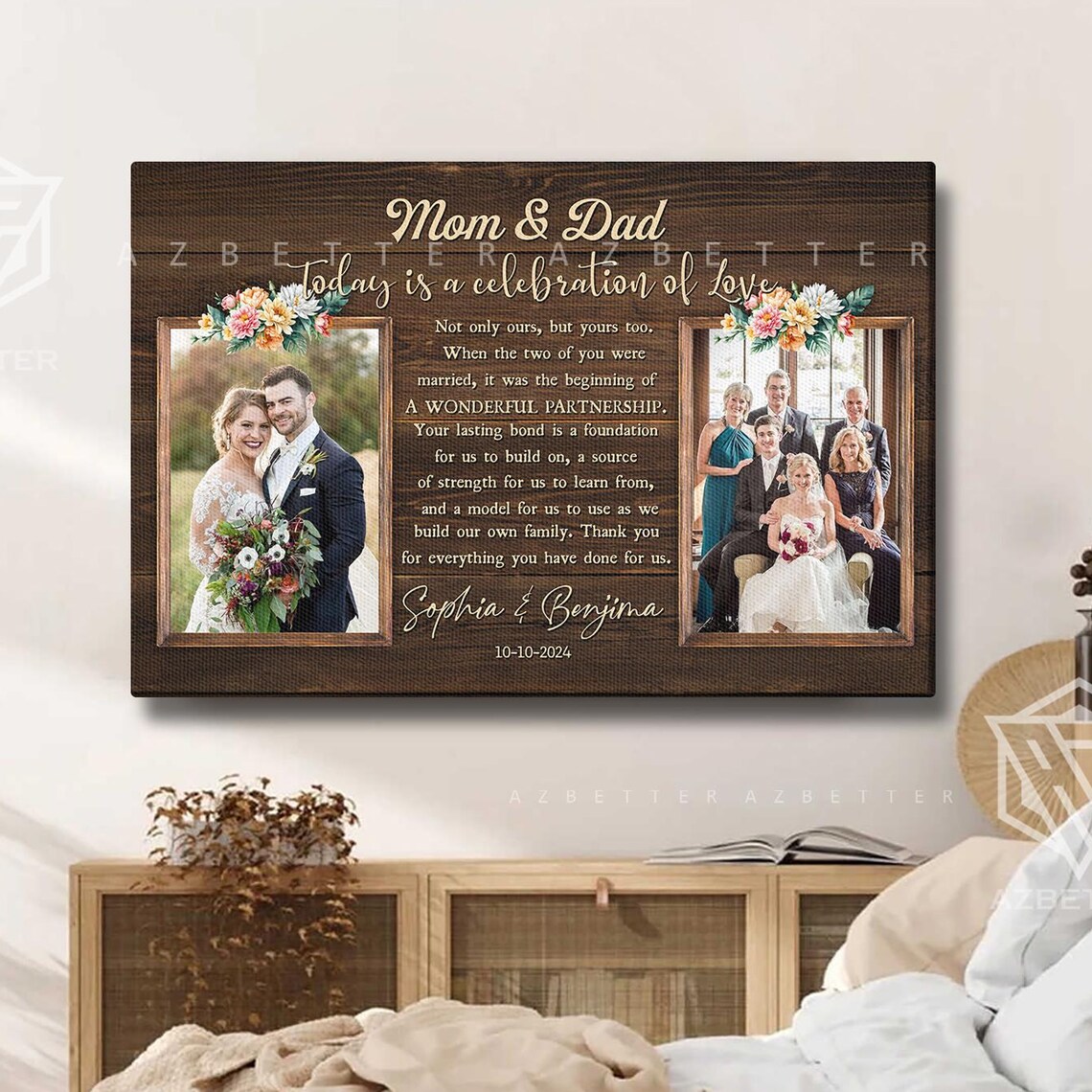 Mom and Dad Today Is a Celebration of Love Wedding Photo Poster