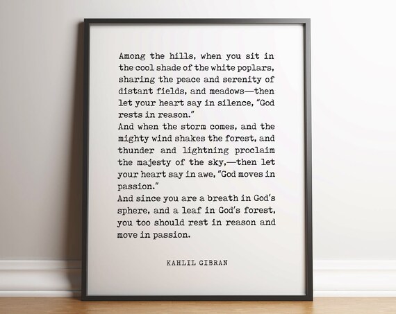 Kahlil Gibran Rest in Reason Move in Passion Typewriter Poster