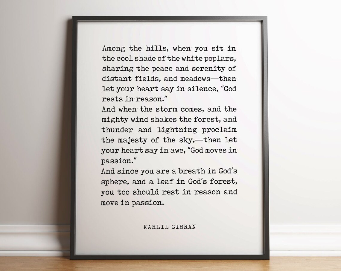 Kahlil Gibran Rest in Reason Move in Passion Typewriter Poster