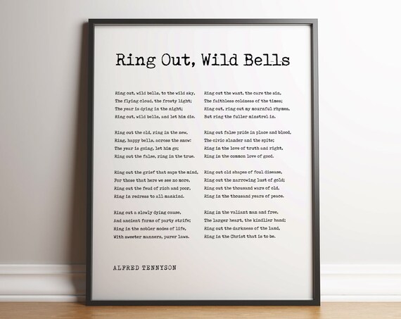 Alfred Tennyson Ring Out Wild Bells Poem Vintage Typewriter Poster