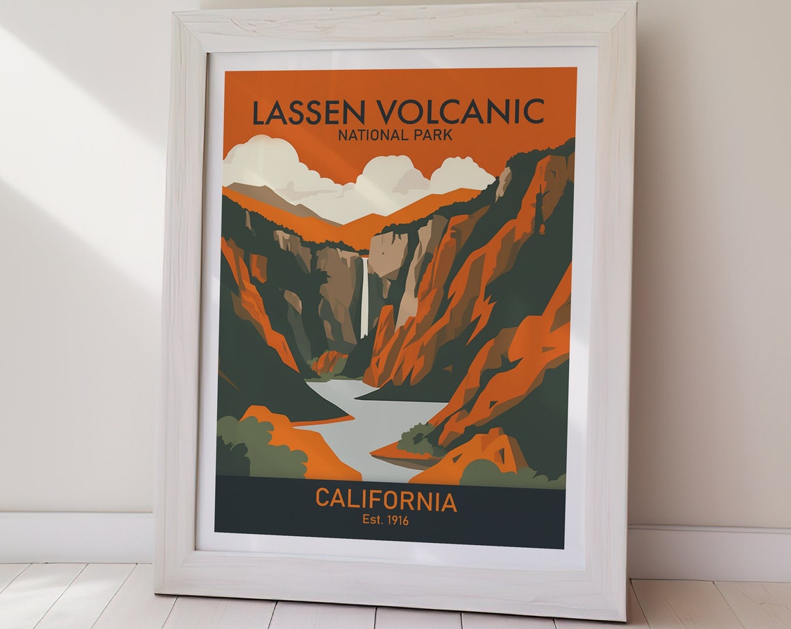 Lassen Volcanic National Park California Gorge Waterfall Poster - Image 2