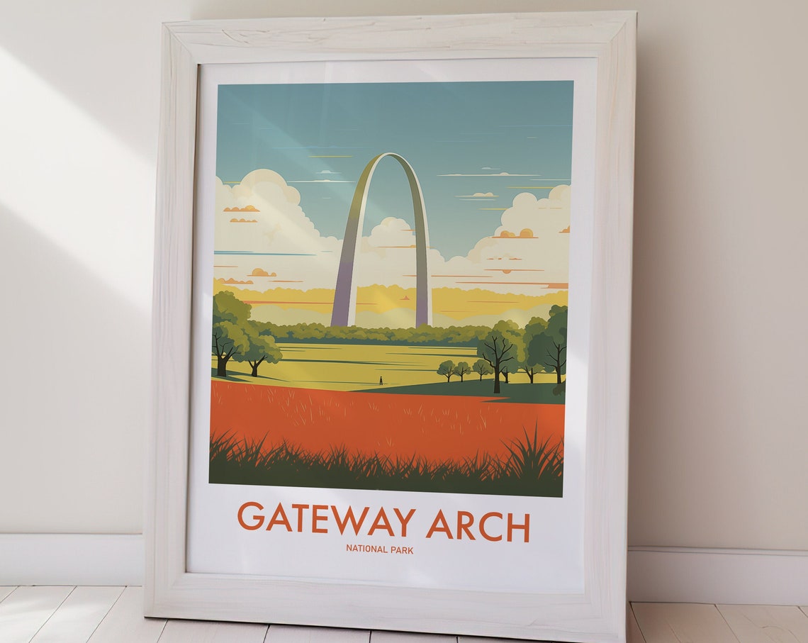 Gateway Arch National Park Vintage Saint Louis Sunset Scene Poster - Image 2