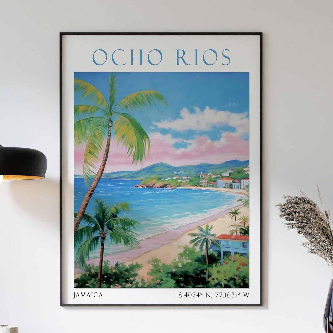 Ocho Rios Jamaica Palm Tree Bay Caribbean Shoreline Coast Poster