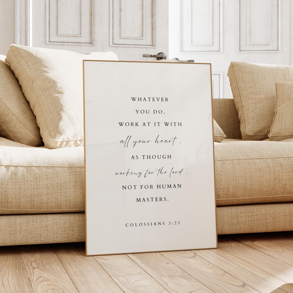 Colossians 323 Work At It With All Your Heart Christian Kitchen Poster - Image 4