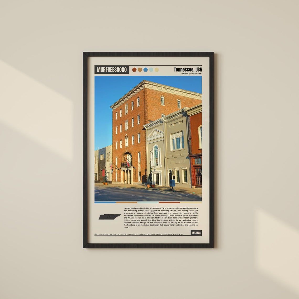 Murfreesboro Tennessee Athens of Tennessee Historic City Poster