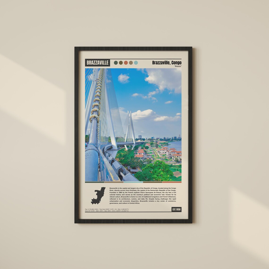 Brazzaville Travel Poster, City Destination Art Print