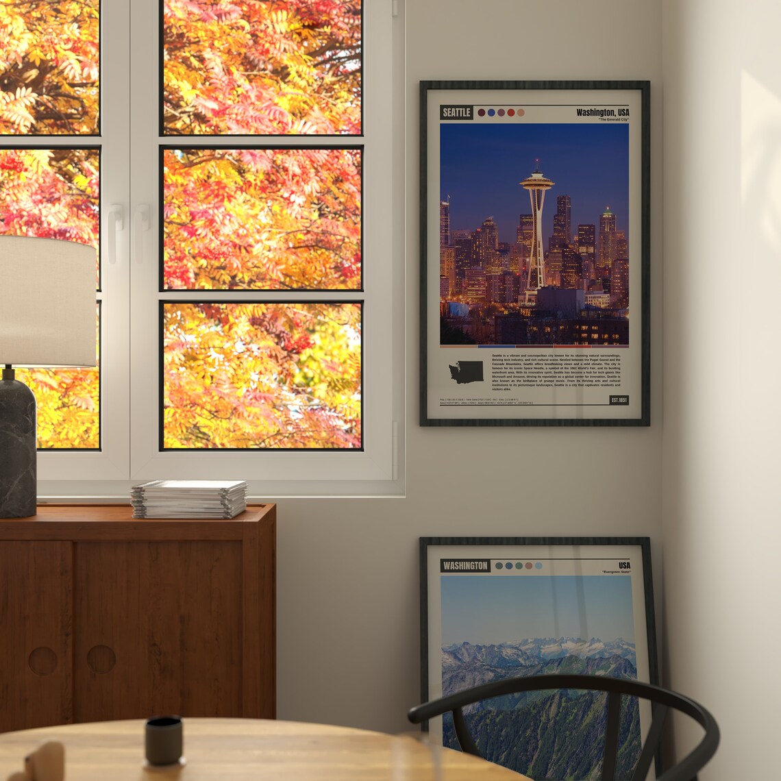 Seattle Travel Poster, Skyline and Map Art Print - Image 2