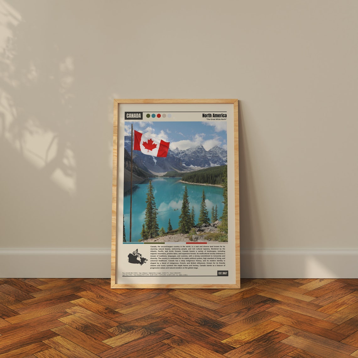 Canada Great White North Flag at Moraine Lake Mountain Poster - Image 3