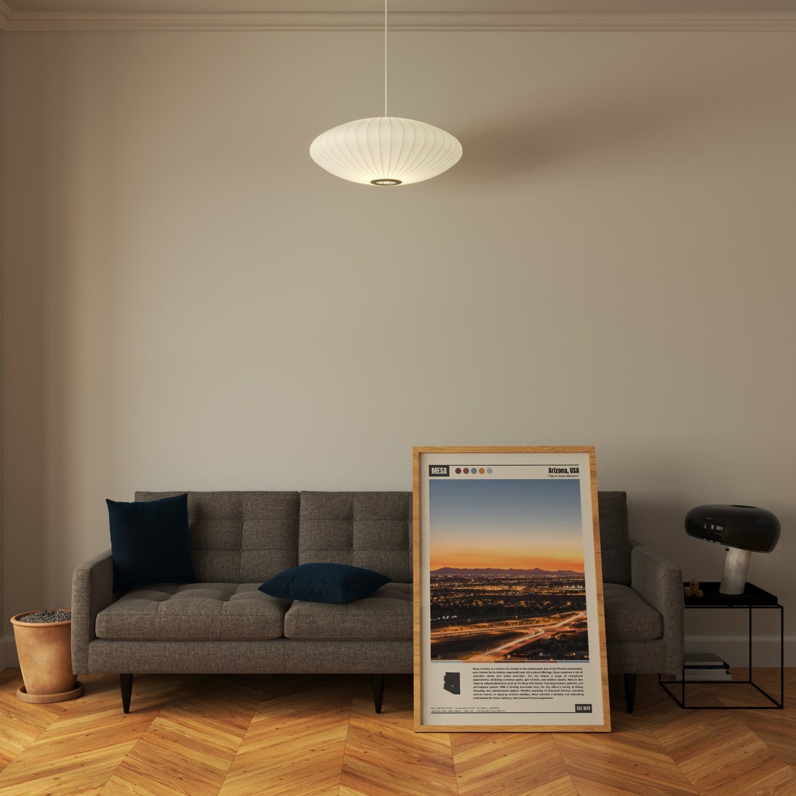 Mesa Arizona City Lights Dusk Panorama with Highway Glow Poster - Image 5