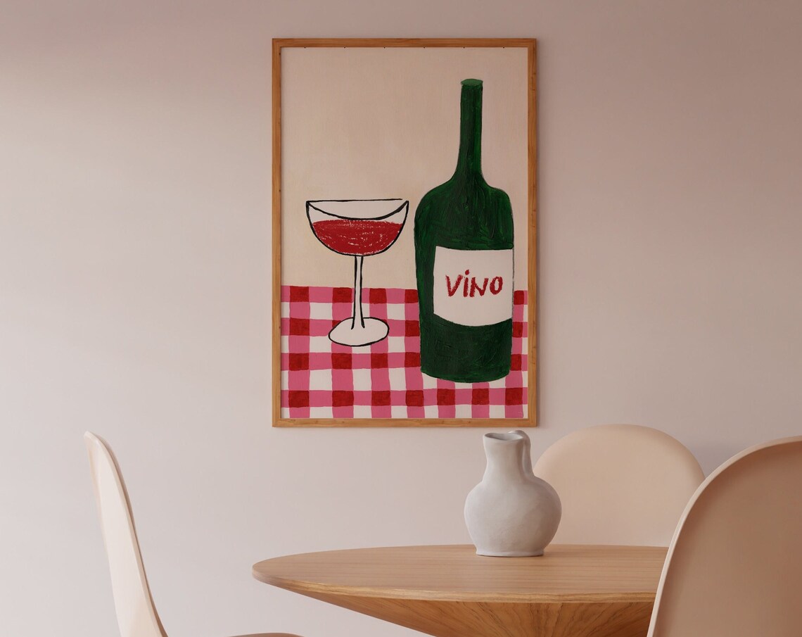 Wine Wall Art Kitchen Art Print, Wine Club Decor