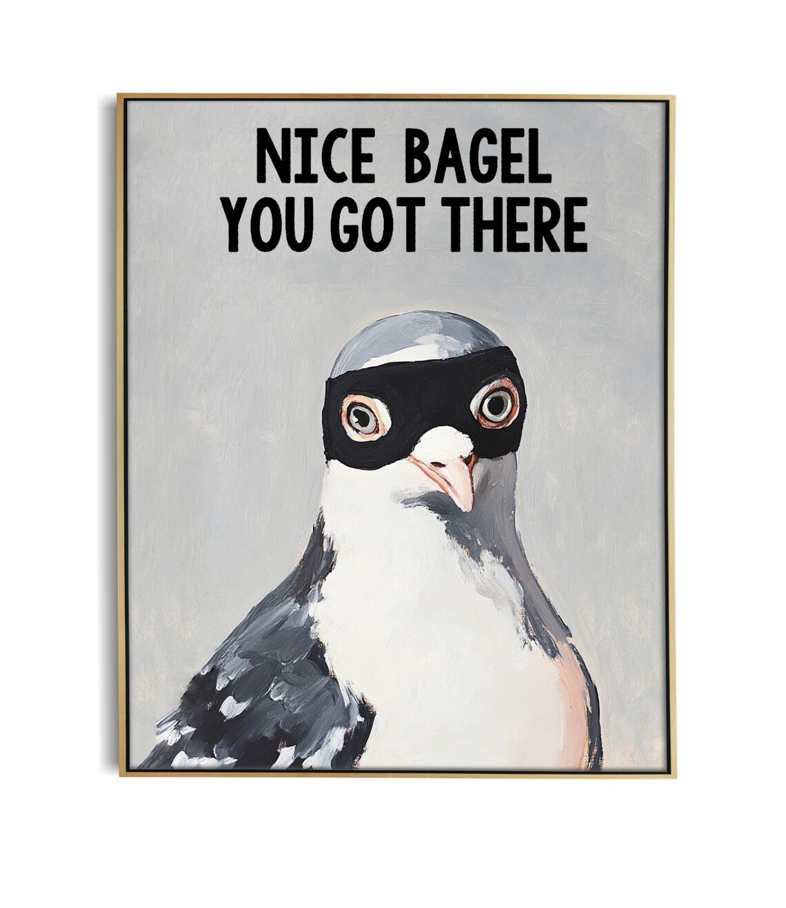 Humorous Pigeon Stealing Bagel Art Print