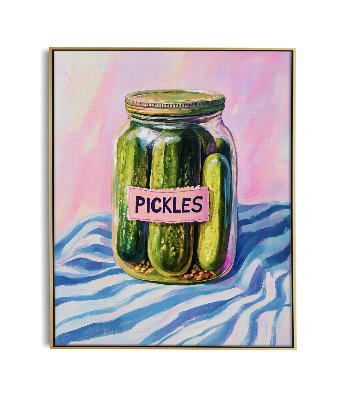 Vibrant Pickles Jar Art Print, Colorful Kitchen Decor
