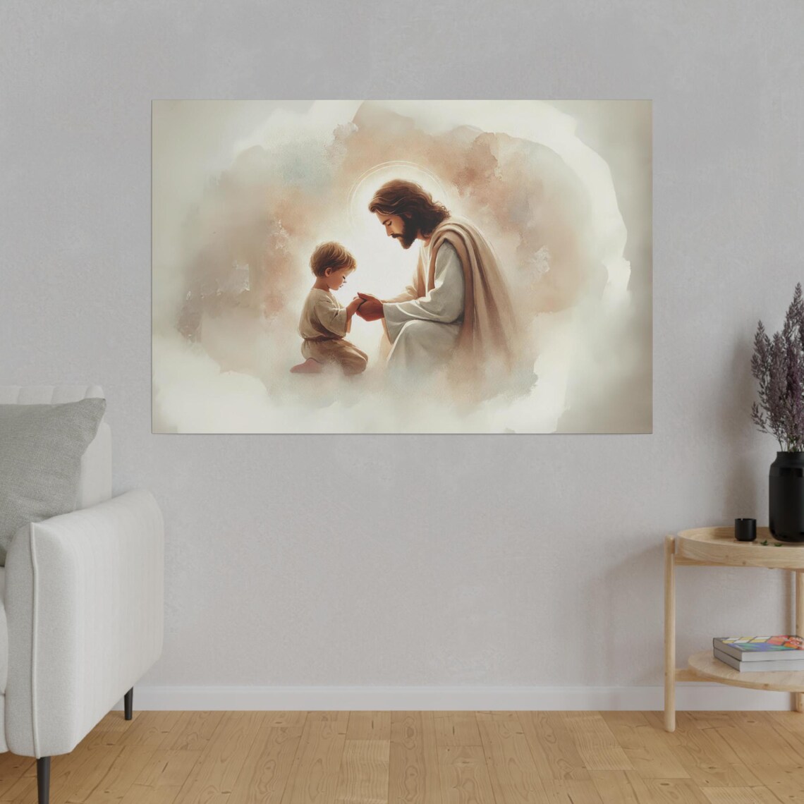 Jesus Praying With Little Boy, Christian Artwork - Image 4