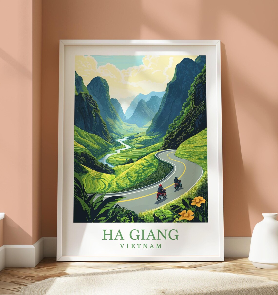 Ha Giang Vietnam Motorbike Loop Mountain Pass Road Travel Poster