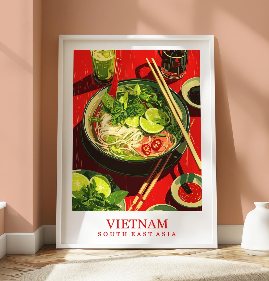Pho Vietnamese Cuisine Travel Poster, Vietnam