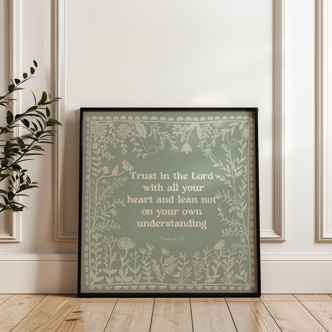 Trust In The Lord, Scandinavian Folk Scripture Art Print - Image 3