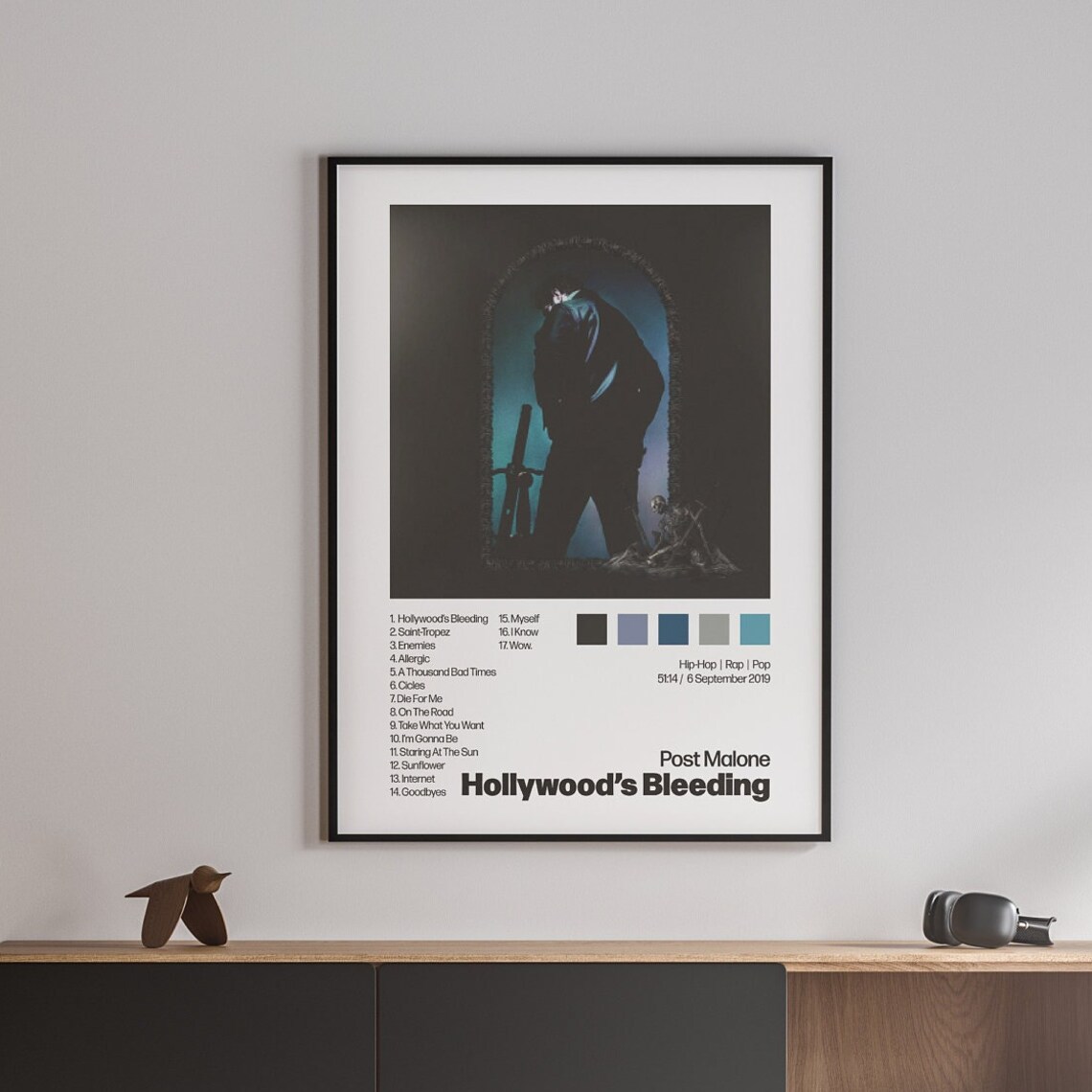 Post Malone Hollywoods Bleeding Poster, Custom Album