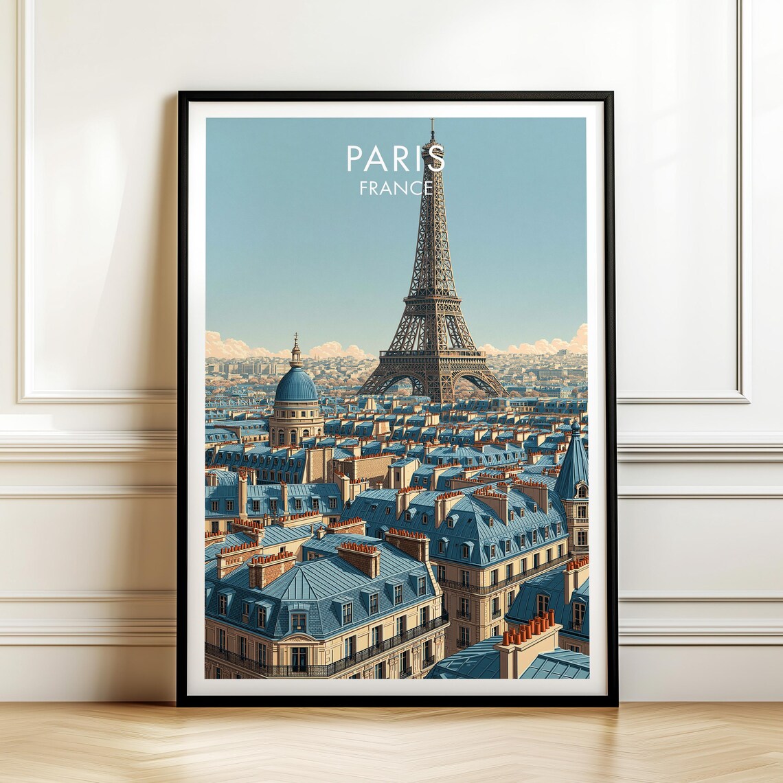 Paris France Vintage Travel Poster, Cityscape