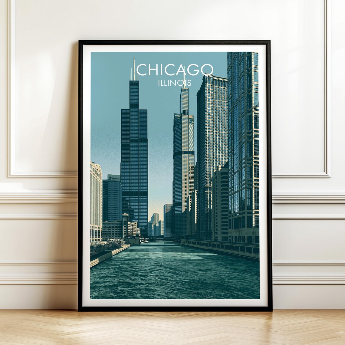 Willis Tower Skydeck Chicago Illinois Vintage Travel Poster