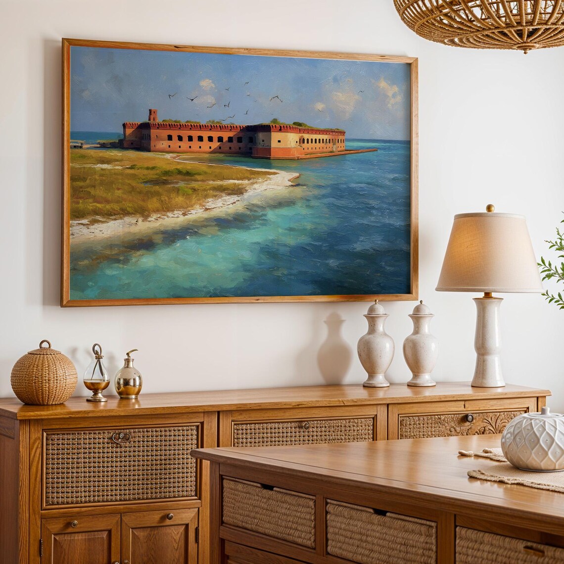 Dry Tortugas Fort Jefferson Island Turquoise Sea Oil Painting Poster