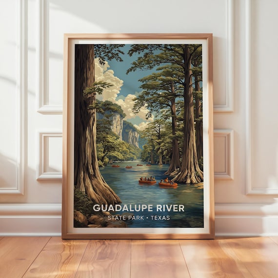 Guadalupe River State Park Vintage Travel Poster, Texas