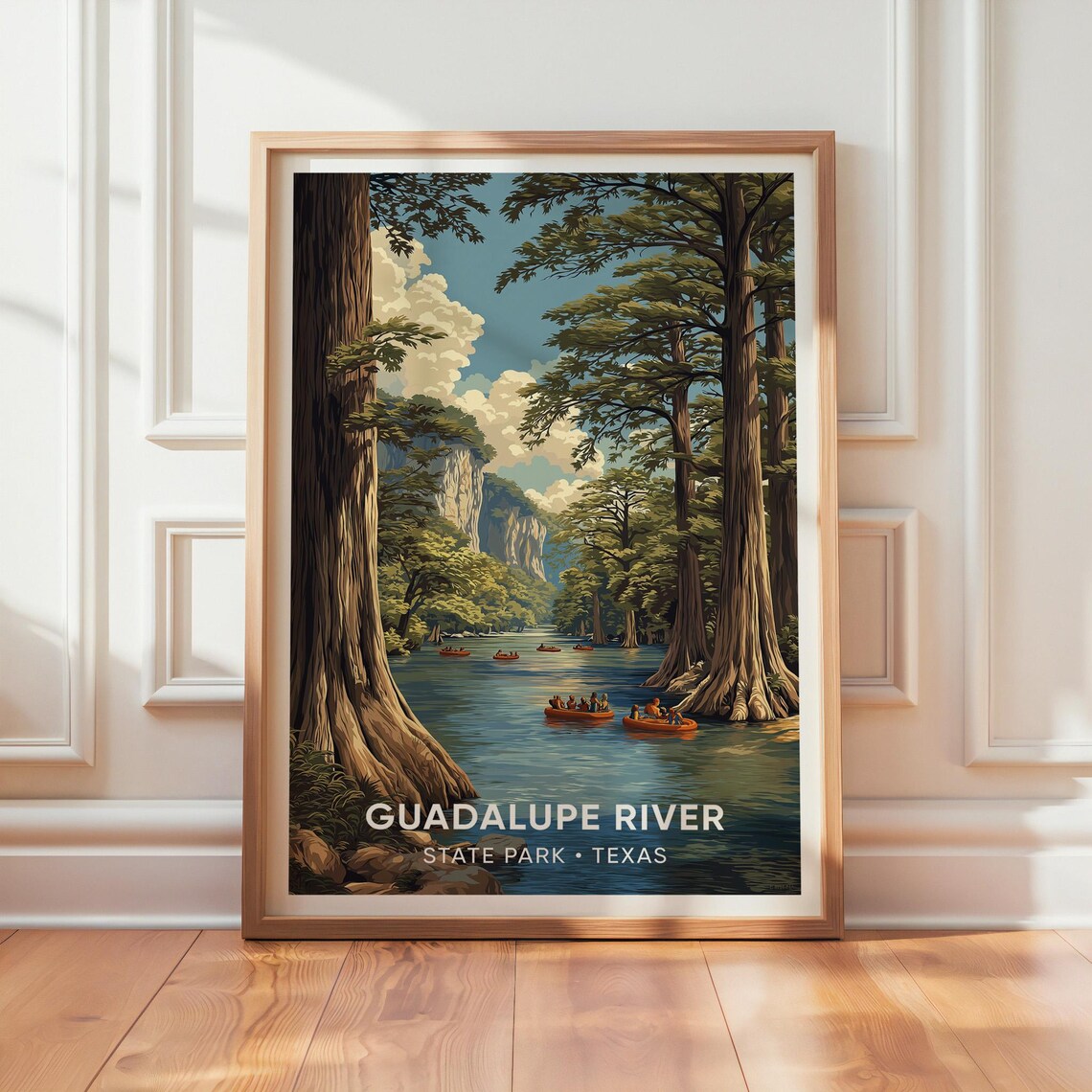Guadalupe River State Park Vintage Travel Poster, Texas