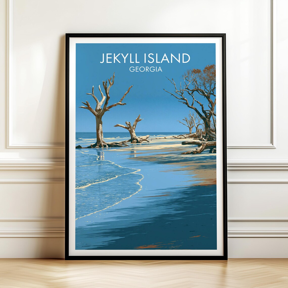 Jekyll Island Georgia Driftwood Beach Shoreline Vintage Travel Poster