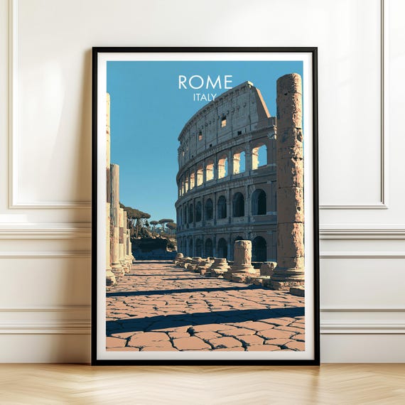 The Colosseum Rome Italy Travel Poster Vintage Europe Landmark Wall Art Print For Home Decor