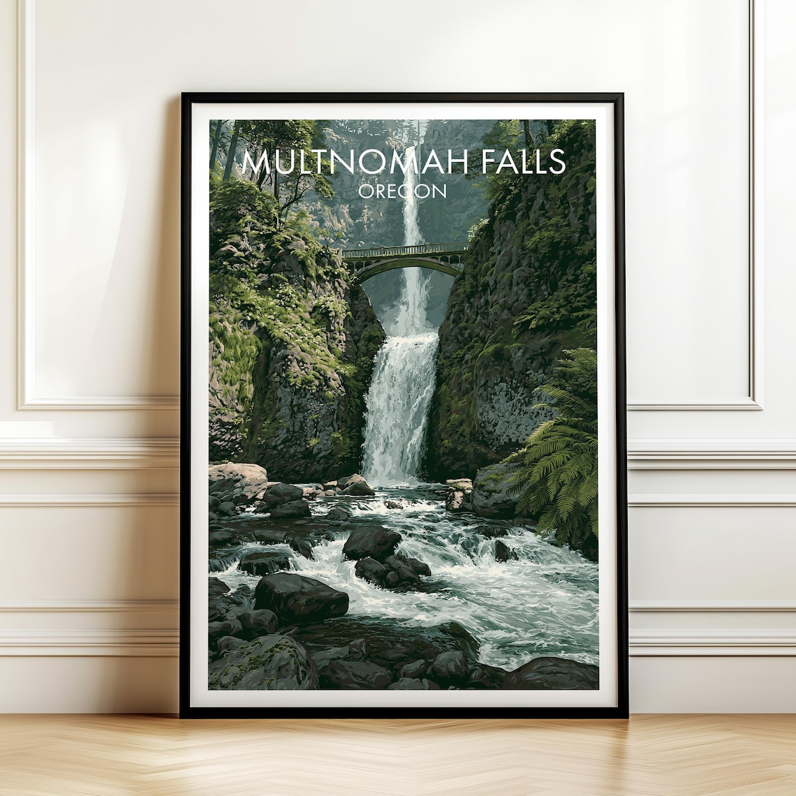 Multnomah Falls Oregon Vintage Travel Poster