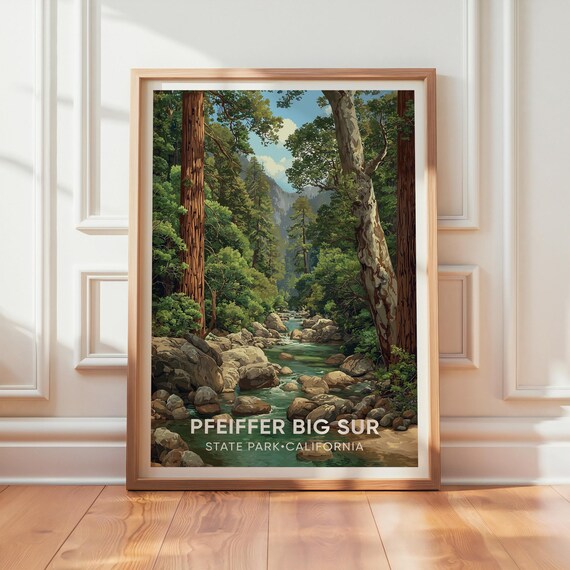 Big Sur State Park Vintage California Travel Poster