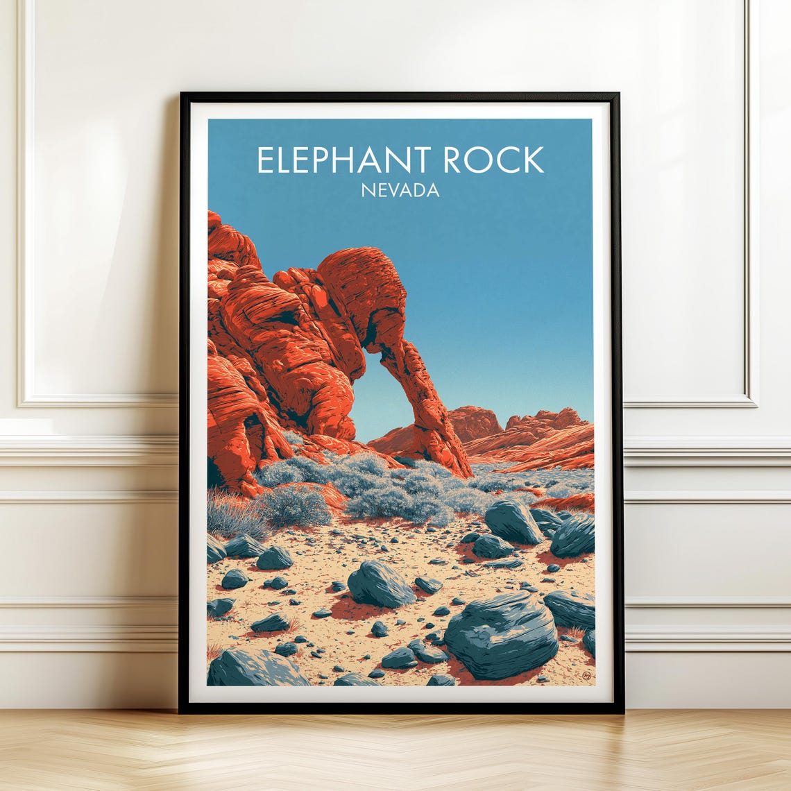Elephant Rock Nevada Red Sandstone Arch Desert Landscape Travel Poster