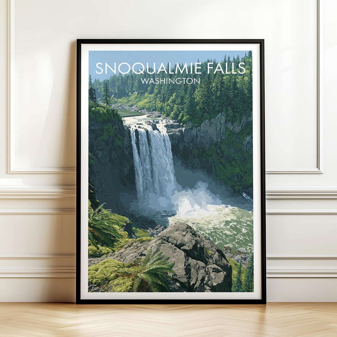 Snoqualmie Falls Washington Poster Usa Landmark Travel Wall Art Print
