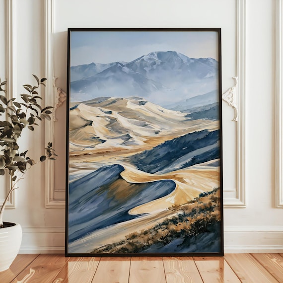Great Sand Dunes National Park Golden Dunes Peak Landscape Poster
