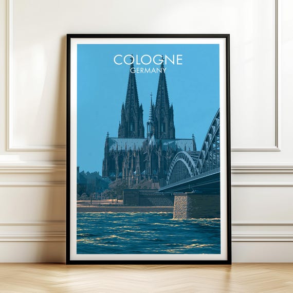 Cologne Germany Travel Poster Vintage Europe Cityscape Wall Art Print For Home Decor
