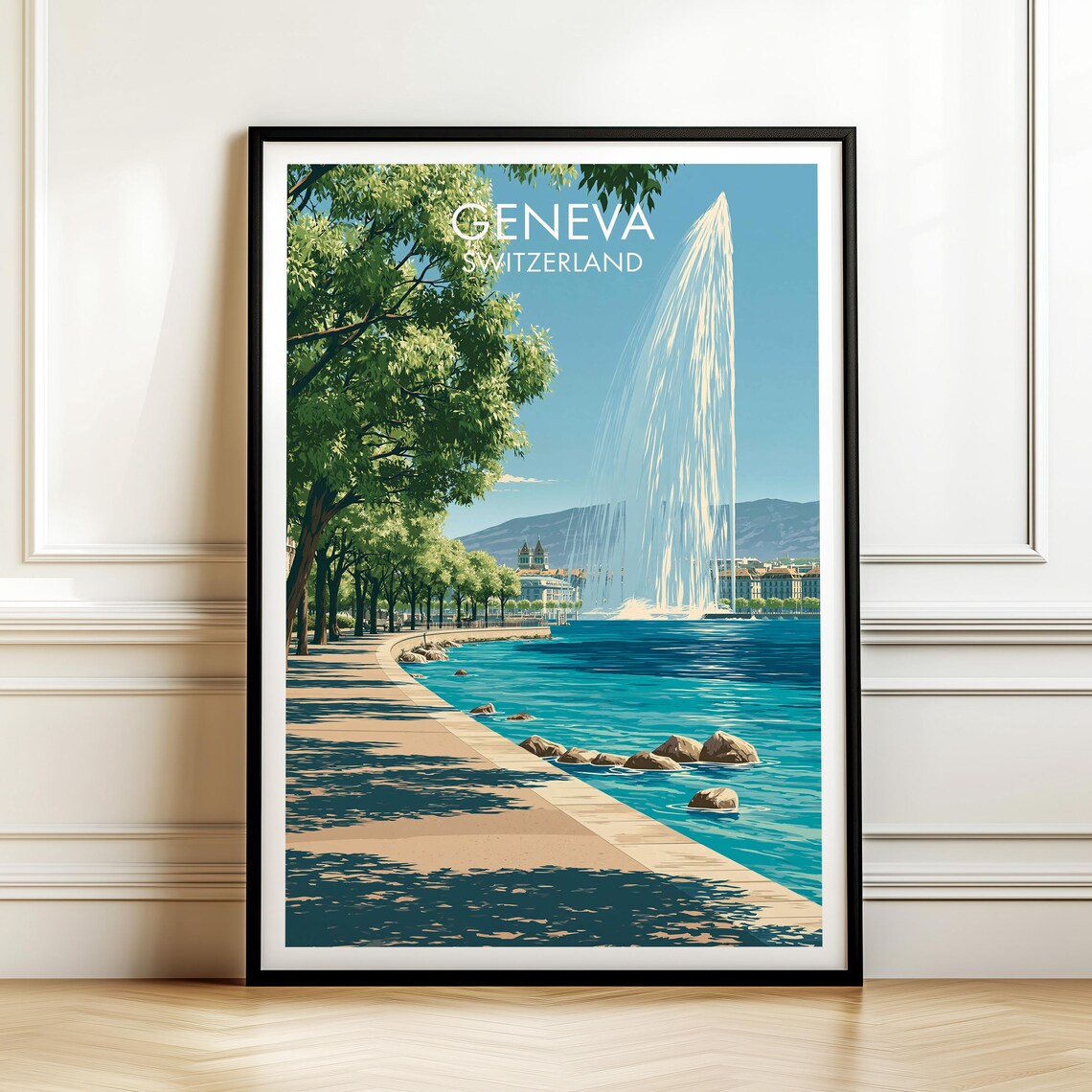 Geneva Switzerland Vintage Travel Poster
