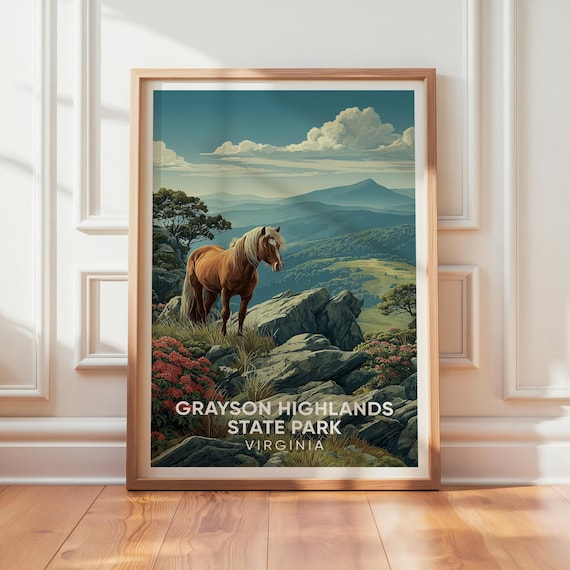 Grayson Highlands State Park Virginia Pony Vintage Travel Poster
