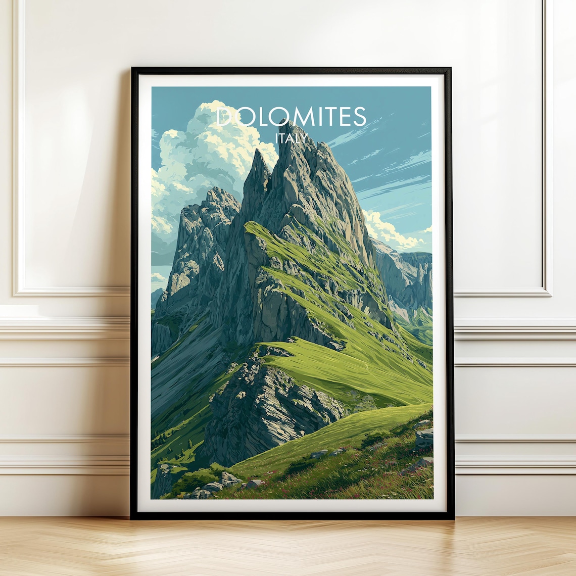 Seceda Dolomites Italy Vintage Travel Poster