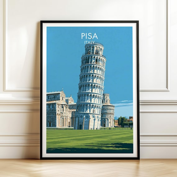 Pisa Italy Vintage Travel Leaning Tower Landmark City Poster