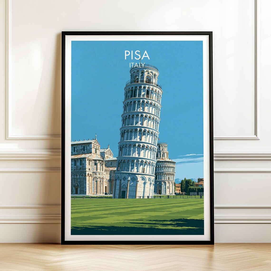 Pisa Italy Vintage Travel Leaning Tower Landmark City Poster