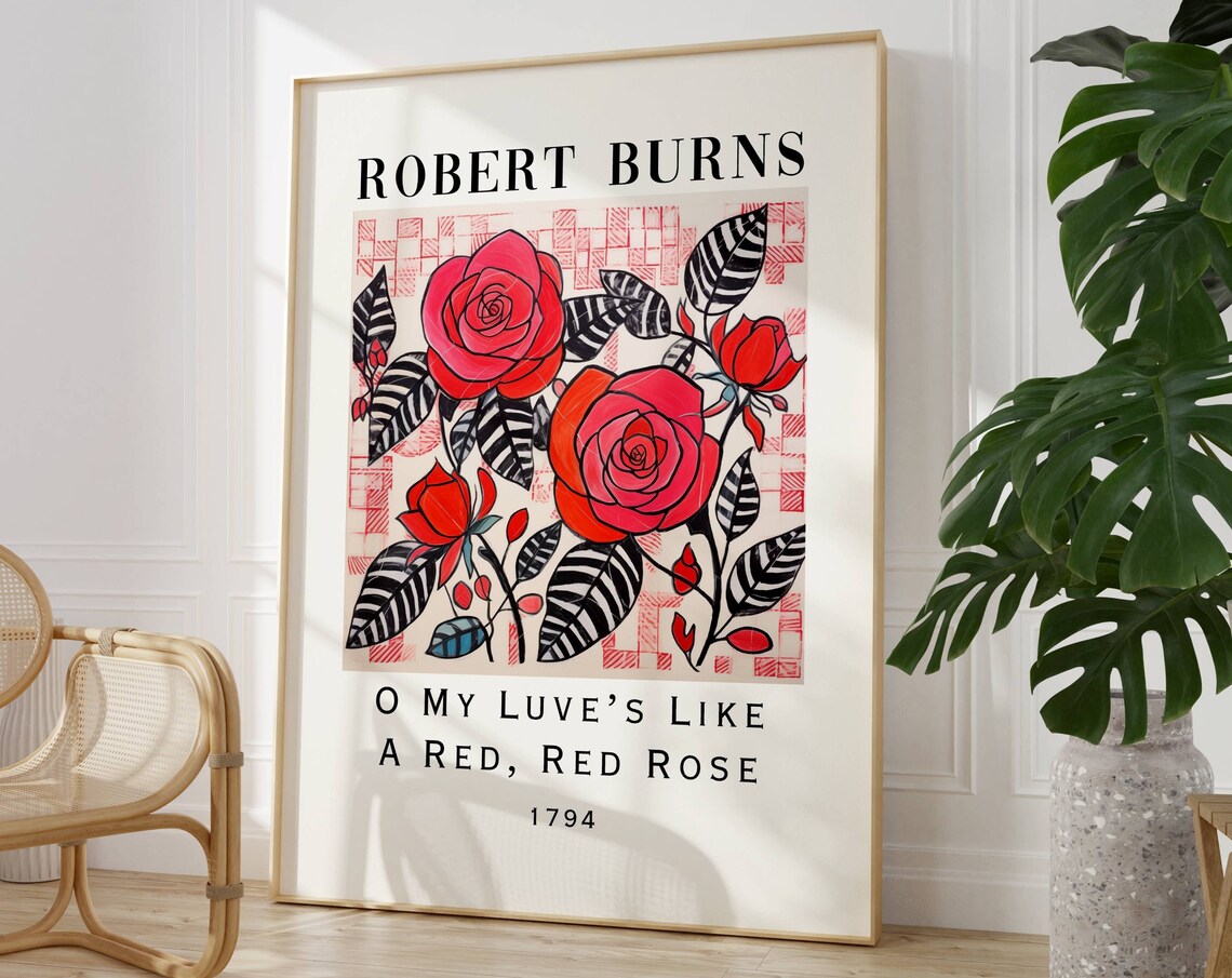 Robert Burns Red Red Rose Poem, Scottish Art Print - Image 2