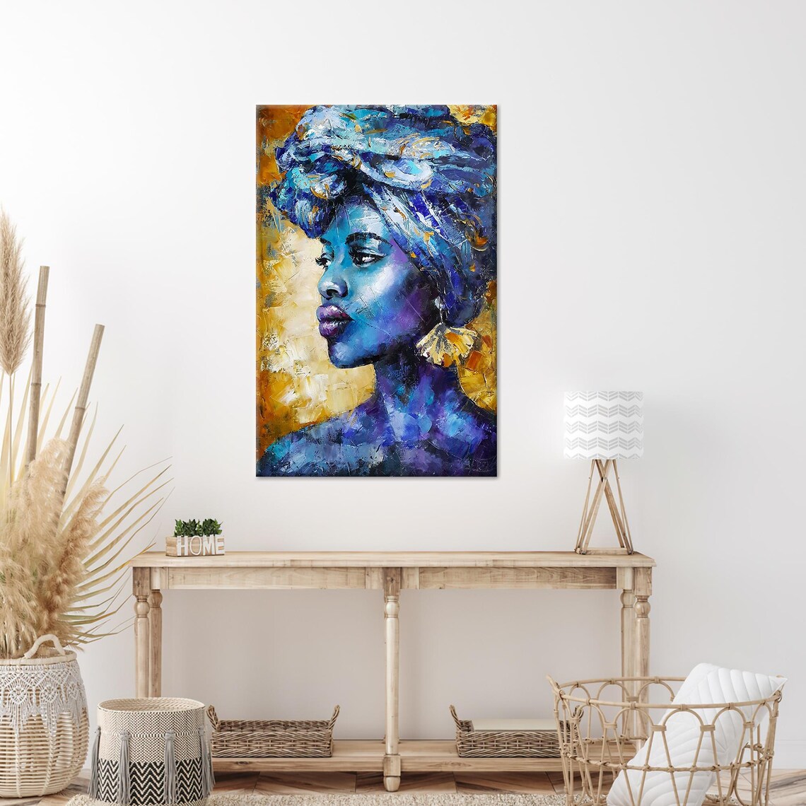 African Painted Glass Woman, Contemporary Wall Art
