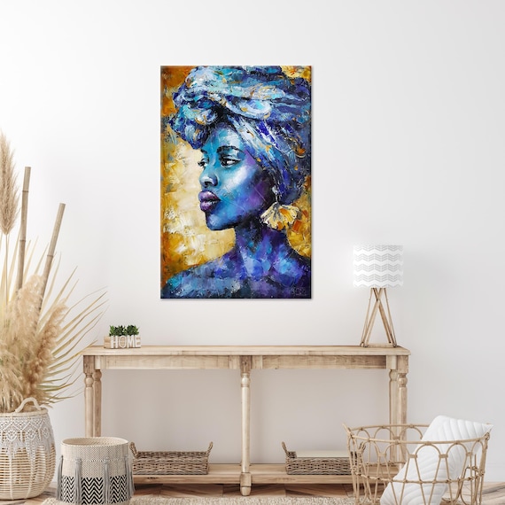 African Painted Glass Woman, Contemporary Wall Art
