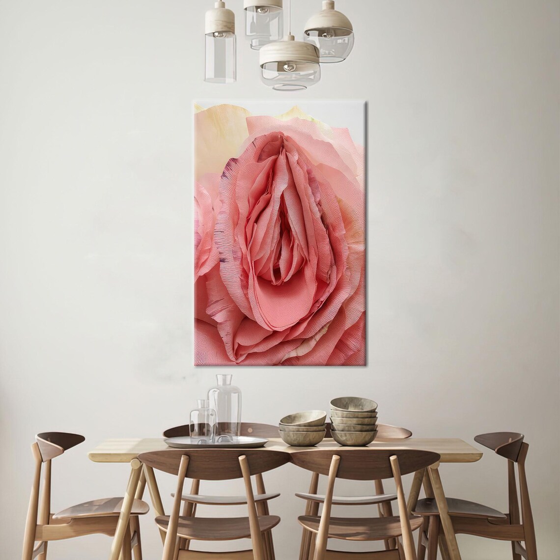 Romantic Pink Rose Floral Art Print for Bedroom - Image 3