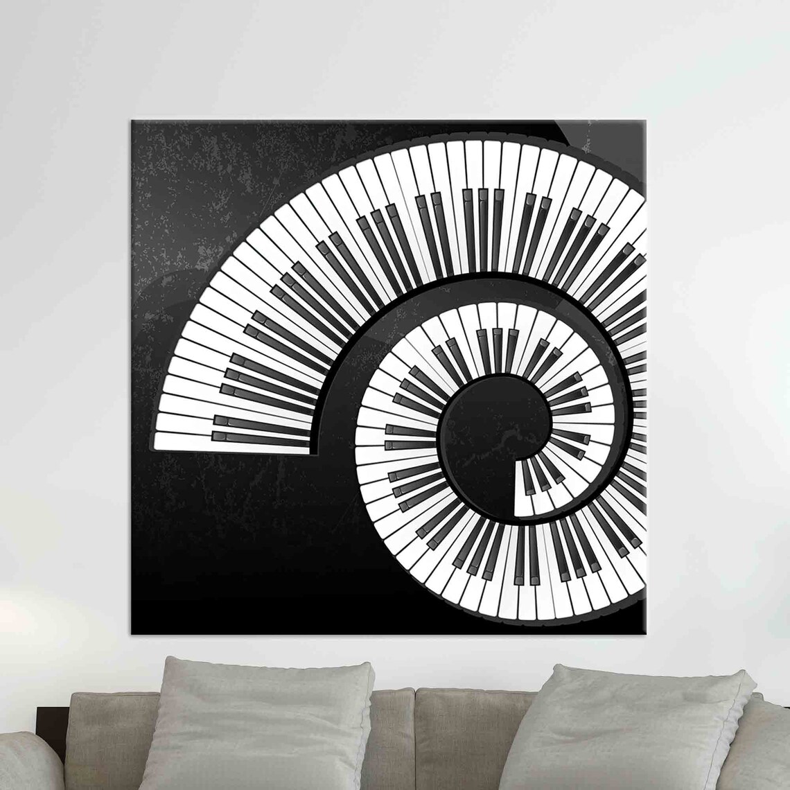 Paino Keys Black And White Music Room Wall Art